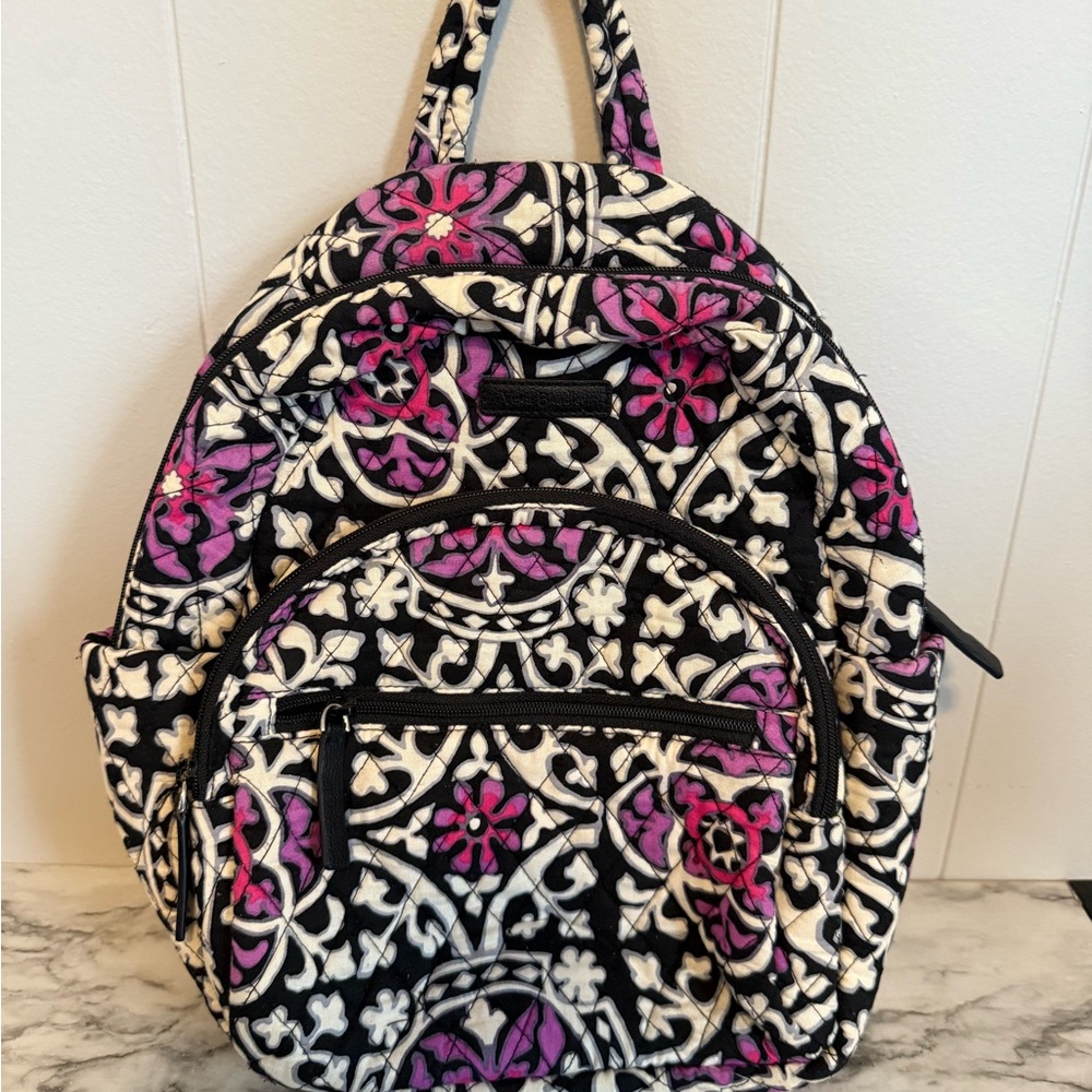 Vera Bradley Black and Pink Floral Cross body Backpack